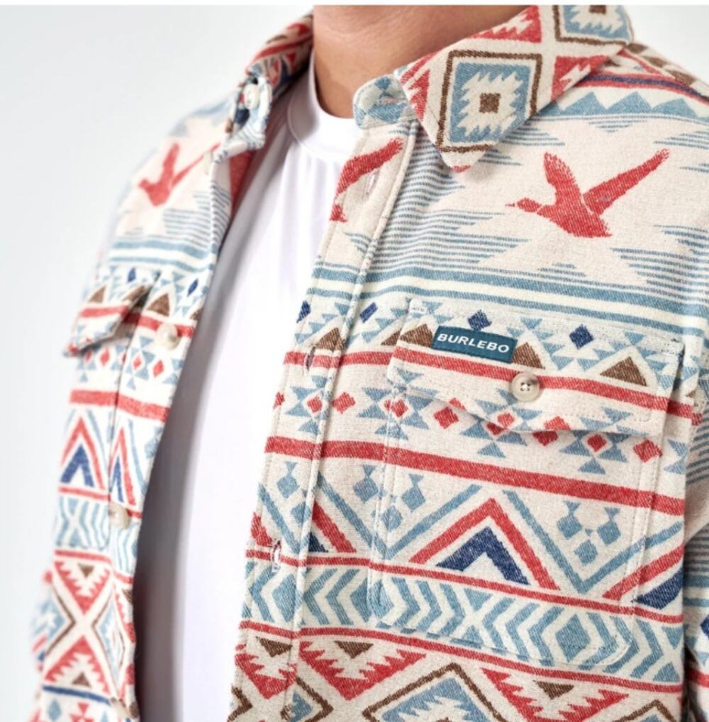 NWT Burlebo Flannel Shirt Men's Size XL Multi-Colored Aztec Print (1283)